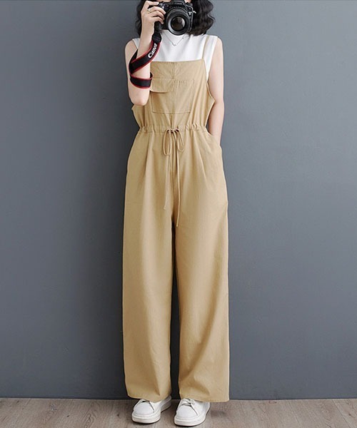 gossip!ロサンゼルス(ゴシップロサンゼルス)の「ティアード・麻サロペット(サロペット/オーバーオール・レディース・ブラック/ブラウン/ベージュ・FREE)」の20枚目の写真