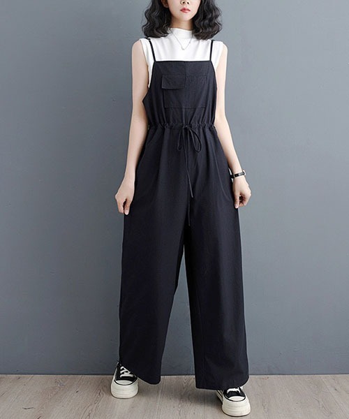 gossip!ロサンゼルス(ゴシップロサンゼルス)の「ティアード・麻サロペット(サロペット/オーバーオール・レディース・ブラック/ブラウン/ベージュ・FREE)」の13枚目の写真