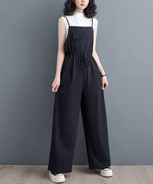 gossip!ロサンゼルス(ゴシップロサンゼルス)の「ティアード・麻サロペット(サロペット/オーバーオール・レディース・ブラック/ブラウン/ベージュ・FREE)」の15枚目の写真