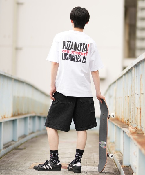 PIZZANISTA!(ピッザニスタ)の「【ムラサキスポーツ限定】PIZZANISTA/ピッザニスタ 半袖Tee オーバーサイズ ユニセックス PNTM242-01(Tシャツ/カットソー・メンズ・ホワイト/ブラック・XL/L/M)」の7枚目の写真