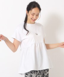 DRESKIP | 【UV】 ほんのり甘い 異素材ペプラムトップス(Tシャツ/カットソー)