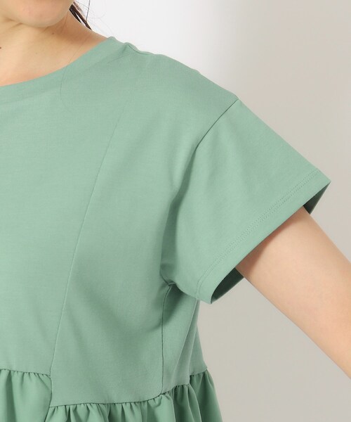 DRESKIP（ドレスキップ）の「◆【UV】 ほんのり甘い 異素材ペプラムトップス（Tシャツ/カットソー・レディース・ライトグレー/ブラック/オフホワイト/イエロー/グリーン・02/03/04）」の12枚目の写真