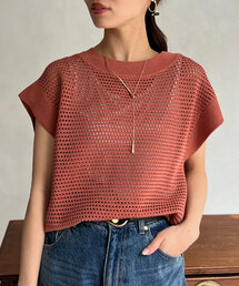 Chez toi | コットンメッシュニットフレンチスリーブプルオーバー(ニット/セーター)