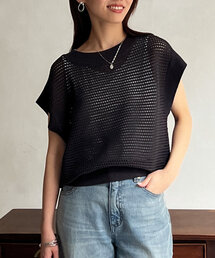 Chez toi | コットンメッシュニットフレンチスリーブプルオーバー(ニット/セーター)