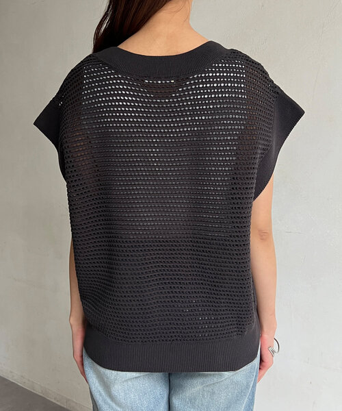 Chez toi(シェトワ)の「コットンメッシュニットフレンチスリーブプルオーバー(ニット/セーター・レディース・アイボリー/ピンク/ブラウン/チャコールグレー・FREE)」の19枚目の写真