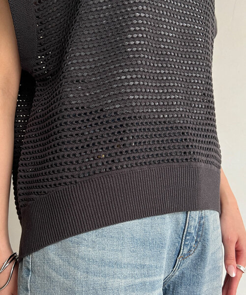 Chez toi(シェトワ)の「コットンメッシュニットフレンチスリーブプルオーバー(ニット/セーター・レディース・アイボリー/ピンク/ブラウン/チャコールグレー・FREE)」の16枚目の写真