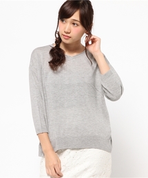 Green　Parks | Uﾊｲｹﾞｰｼﾞ7分袖ﾆｯﾄﾌﾟﾙｵｰﾊﾞｰ(ニット/セーター)