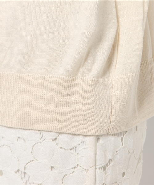 Green Parks(グリーンパークス)の「Uハイゲージ7分袖ニットプルオーバー(ニット/セーター・レディース・ネイビー/レッド/アイボリー/杢グレー・FREE)」の10枚目の写真