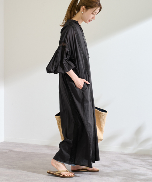 FRAMeWORK(フレームワーク)の「ファインボイルシームレースカフタンワンピース(ワンピース・レディース・ブラウン/レッド/ブラック・38/36)」の13枚目の写真