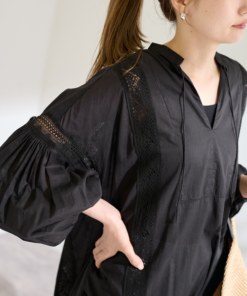 FRAMeWORK(フレームワーク)の「ファインボイルシームレースカフタンワンピース(ワンピース・レディース・ブラウン/レッド/ブラック・38/36)」の15枚目の写真