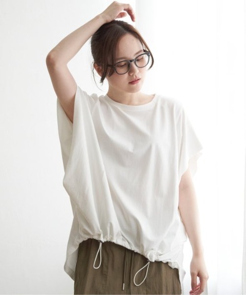 LBC(エルビーシー)の「【接触冷感】フロントスピンドルプルオーバー(Tシャツ/カットソー・レディース・ホワイト/チャコールグレー/ダークグリーン/イエロー・M)」の2枚目の写真