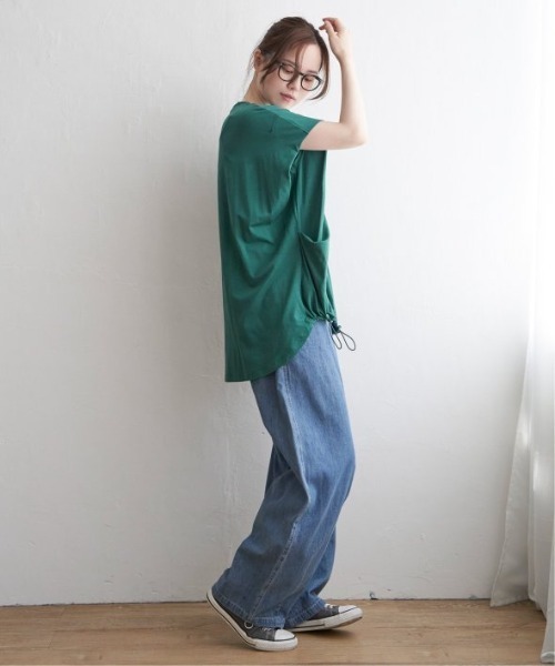 LBC(エルビーシー)の「【接触冷感】フロントスピンドルプルオーバー(Tシャツ/カットソー・レディース・ホワイト/チャコールグレー/ダークグリーン/イエロー・M)」の11枚目の写真