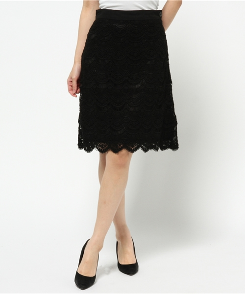 SIMONE LIST（シモーヌリスト）の「ケミカルレーススカート（スカート・レディース・アイボリー/ブラック・38）」の2枚目の写真