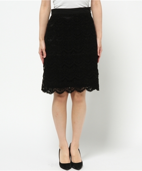 SIMONE LIST（シモーヌリスト）の「ケミカルレーススカート（スカート・レディース・アイボリー/ブラック・38）」の3枚目の写真