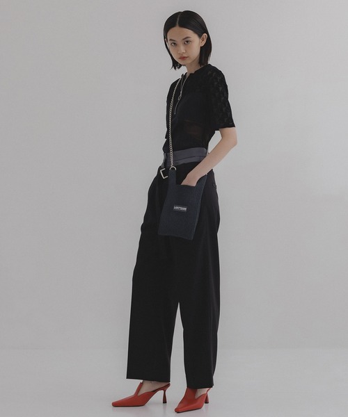 LASTFRAME（ラストフレーム）の「【LASTFRAME/ラストフレーム】《STUDIOUS別注》KYOTO METALLIC MARKET BAG MINI(chain)/ニットバッグ（ショルダーバッグ・レディース・ダークグレー/ライトピンク/シルバー・FREE）」の22枚目の写真