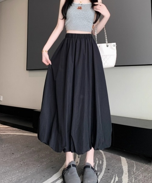 gossip！ロサンゼルス（ゴシップロサンゼルス）の「小柄 Y2K ヴィンテージ風 バルーンスカート 無地ロングスカート（スカート・レディース・グレー/ブラック/ホワイト・FREE）」の7枚目の写真