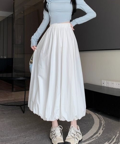 gossip！ロサンゼルス（ゴシップロサンゼルス）の「小柄 Y2K ヴィンテージ風 バルーンスカート 無地ロングスカート（スカート・レディース・グレー/ブラック/ホワイト・FREE）」の10枚目の写真