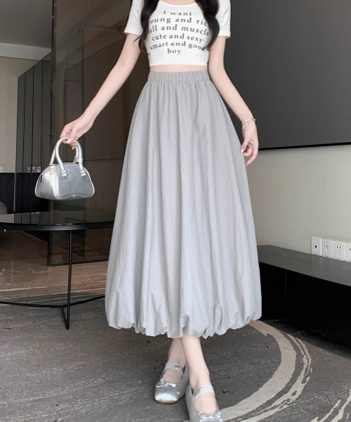 gossip！ロサンゼルス（ゴシップロサンゼルス）の「小柄 Y2K ヴィンテージ風 バルーンスカート 無地ロングスカート（スカート・レディース・グレー/ブラック/ホワイト・FREE）」の11枚目の写真