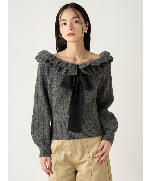 FRAY I.D（フレイアイディー）の「フリルカラーケーブルプルオーバー