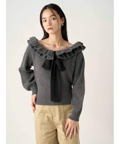 FRAY I.D（フレイアイディー）の「フリルカラーケーブルプルオーバー