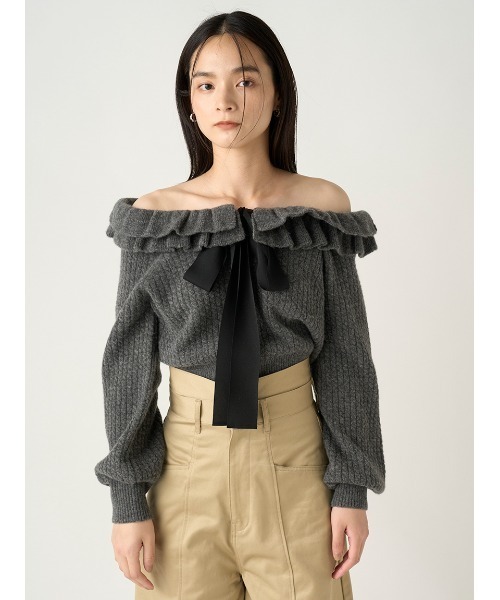 FRAY I.D（フレイアイディー）の「フリルカラーケーブルプルオーバー