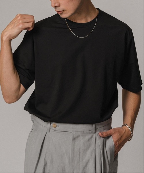 EDIFICE（エディフィス）の「《追加》シルクミックス ジャカードネック Tシャツ（Tシャツ/カットソー・メンズ・グレー/ホワイト/ブラック・LARGE/MEDIUM/SMALL）」の7枚目の写真