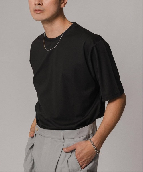 EDIFICE（エディフィス）の「《追加》シルクミックス ジャカードネック Tシャツ（Tシャツ/カットソー・メンズ・グレー/ホワイト/ブラック・LARGE/MEDIUM/SMALL）」の6枚目の写真