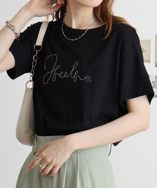 アンナニコラ Anna Nicola ラメコード刺繍カットソープルオーバー【日本製】 （ブラック） アンナニコラ Anna Nicola ラメコード刺繍カットソープル