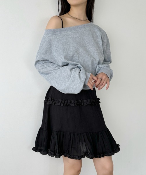 CLEA（クレア）の「ワンショルダースウェットトップス（スウェット・レディース・ホワイト/ブラック/グレー/チャコールグレー/ネイビー/ブラウン・FREE）」の14枚目の写真