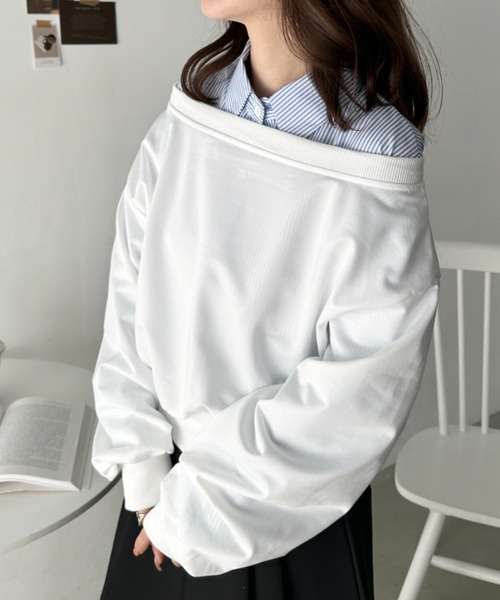 CLEA（クレア）の「ワンショルダースウェットトップス（スウェット・レディース・ホワイト/ブラック/グレー/チャコールグレー/ネイビー/ブラウン・FREE）」の20枚目の写真