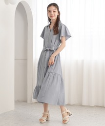 ASTORIA ODIER | 切替ストライプシャツワンピース(ワンピース)