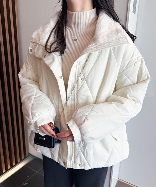 RANAN(ラナン)の「ダイヤキルトスタンドカラーエコダウンブルゾン(ダウンジャケット/コート・レディース・ベージュ/アイボリー/ブラック・S/M/L/LL)」の11枚目の写真