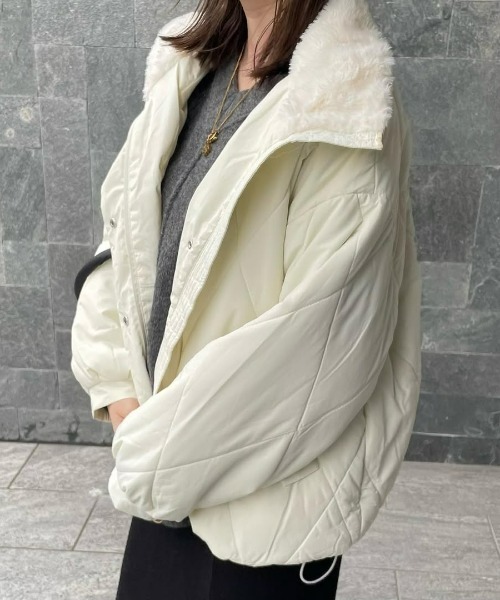 RANAN(ラナン)の「ダイヤキルトスタンドカラーエコダウンブルゾン(ダウンジャケット/コート・レディース・ベージュ/アイボリー/ブラック・S/M/L/LL)」の14枚目の写真