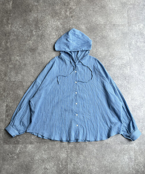 CPCM（シーピーシーエム）の「フード付チェックシャツ（シャツ/ブラウス・レディース・ネイビー/オレンジ/ブルー・FREE）」の16枚目の写真