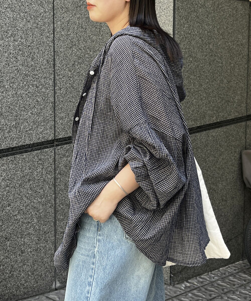 CPCM（シーピーシーエム）の「フード付チェックシャツ（シャツ/ブラウス・レディース・ネイビー/オレンジ/ブルー・FREE）」の18枚目の写真