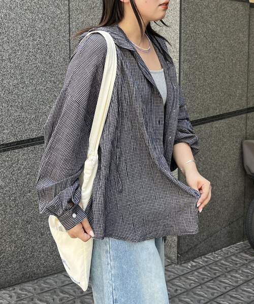 CPCM（シーピーシーエム）の「フード付チェックシャツ（シャツ/ブラウス・レディース・ネイビー/オレンジ/ブルー・FREE）」の20枚目の写真