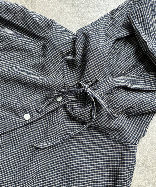 CPCM（シーピーシーエム）の「フード付チェックシャツ（シャツ/ブラウス・レディース・ネイビー/オレンジ/ブルー・FREE）」の5枚目の写真