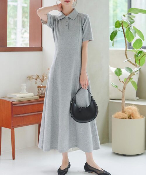 PG グレー ロゴプリント ポロワンピースサイズXS KOBE LETTUCE（コウベレタス）の「ポロワンピース（ワンピース）」 - WEAR