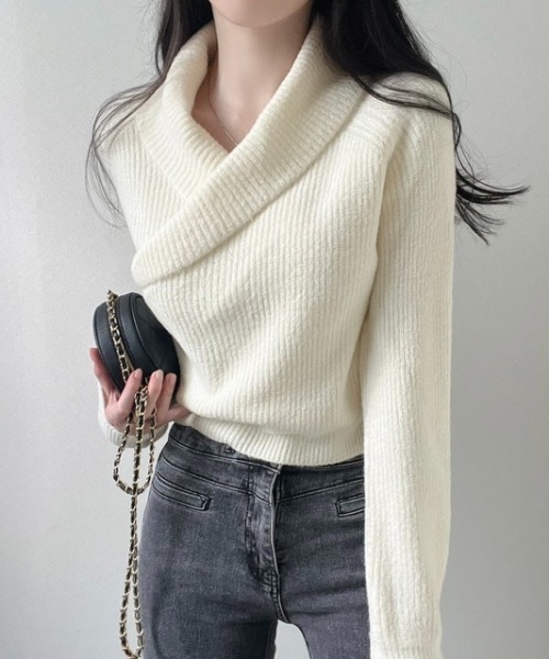 【セール】カシュクールリブニットトップス（ニット/セーター）｜N.s（エヌドットエス）