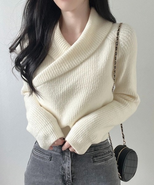 【セール】カシュクールリブニットトップス（ニット/セーター）｜N.s（エヌドットエス）