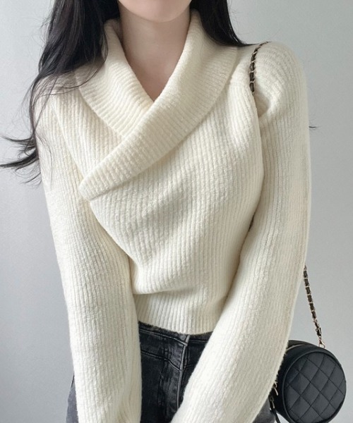 【セール】カシュクールリブニットトップス（ニット/セーター）｜N.s（エヌドットエス）