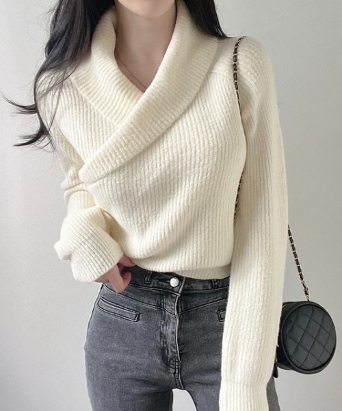 【セール】カシュクールリブニットトップス（ニット/セーター）｜N.s（エヌドットエス）