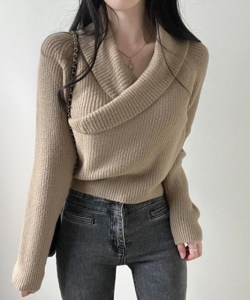 【セール】カシュクールリブニットトップス（ニット/セーター）｜N.s（エヌドットエス）
