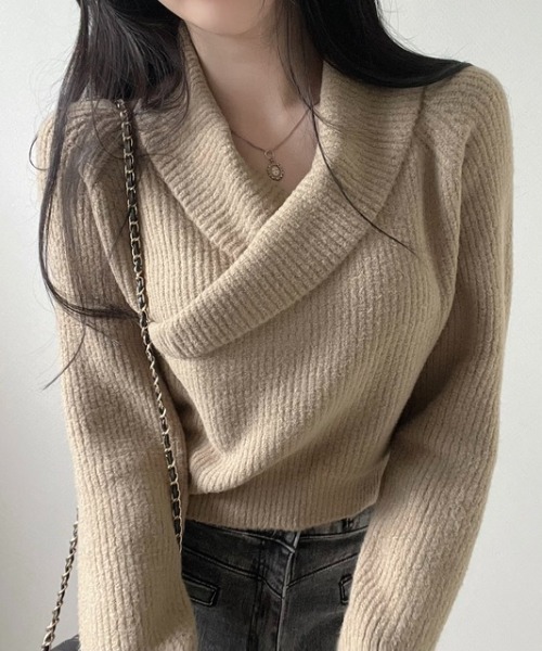 【セール】カシュクールリブニットトップス（ニット/セーター）｜N.s（エヌドットエス）