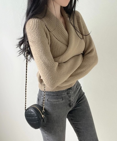 【セール】カシュクールリブニットトップス（ニット/セーター）｜N.s（エヌドットエス）