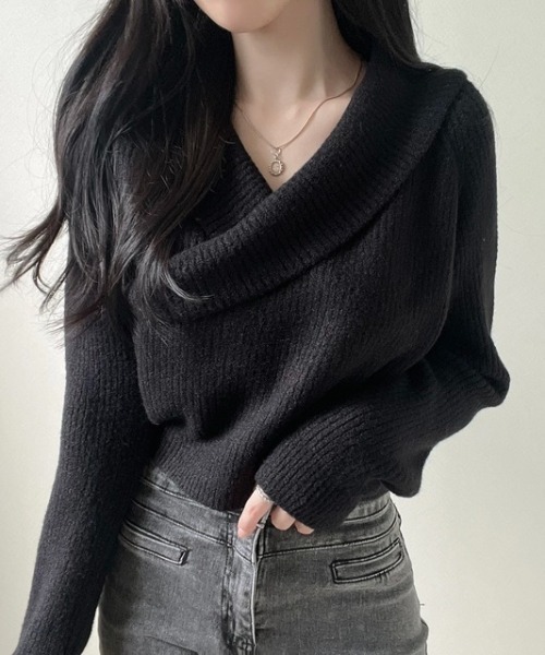 【セール】カシュクールリブニットトップス（ニット/セーター）｜N.s（エヌドットエス）