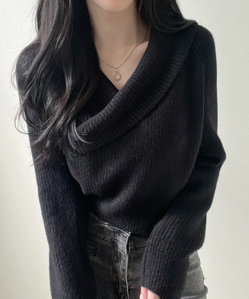 【セール】カシュクールリブニットトップス（ニット/セーター）｜N.s（エヌドットエス）