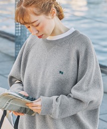 MONO-MART | ナンバリング刺繍 ウォッシャブル スウェットライク ビッグニット(ニット/セーター)