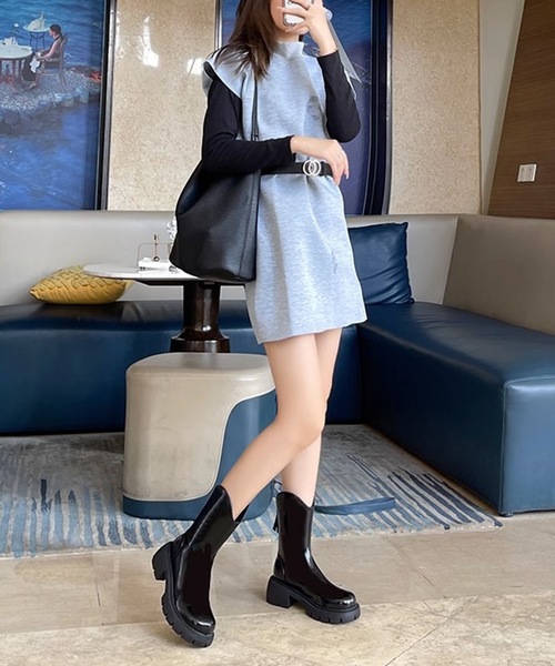 Lace Ladies（レースレディース）の「バックファスナー ウエスタン 厚底 ショート ブーツ（ブーツ・レディース・ブラック/グレイッシュベージュ・22.5/23/23.5/24/24.5/ 25）」の9枚目の写真