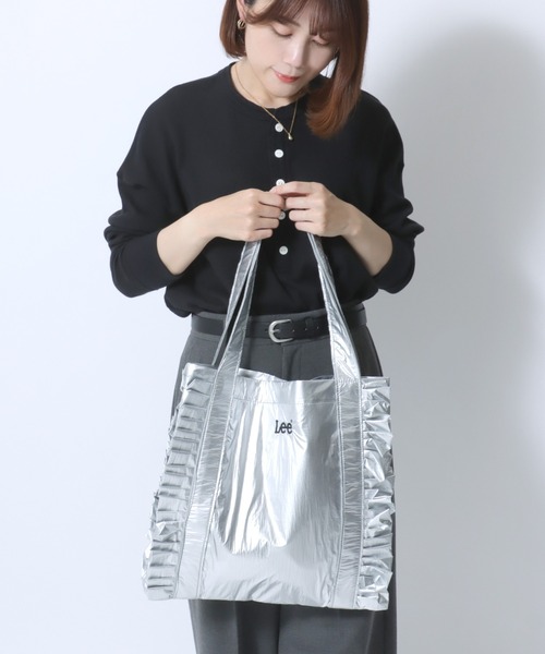 Lee（リー）サイドフリルトートバッグ/デニム・シルバーメタリック